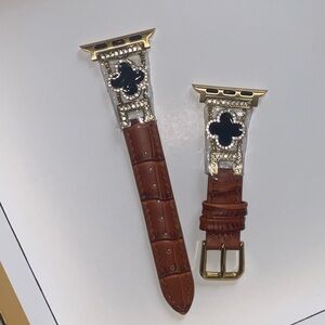 Brown Leather Watch Band with Gold Accents 38/40/41